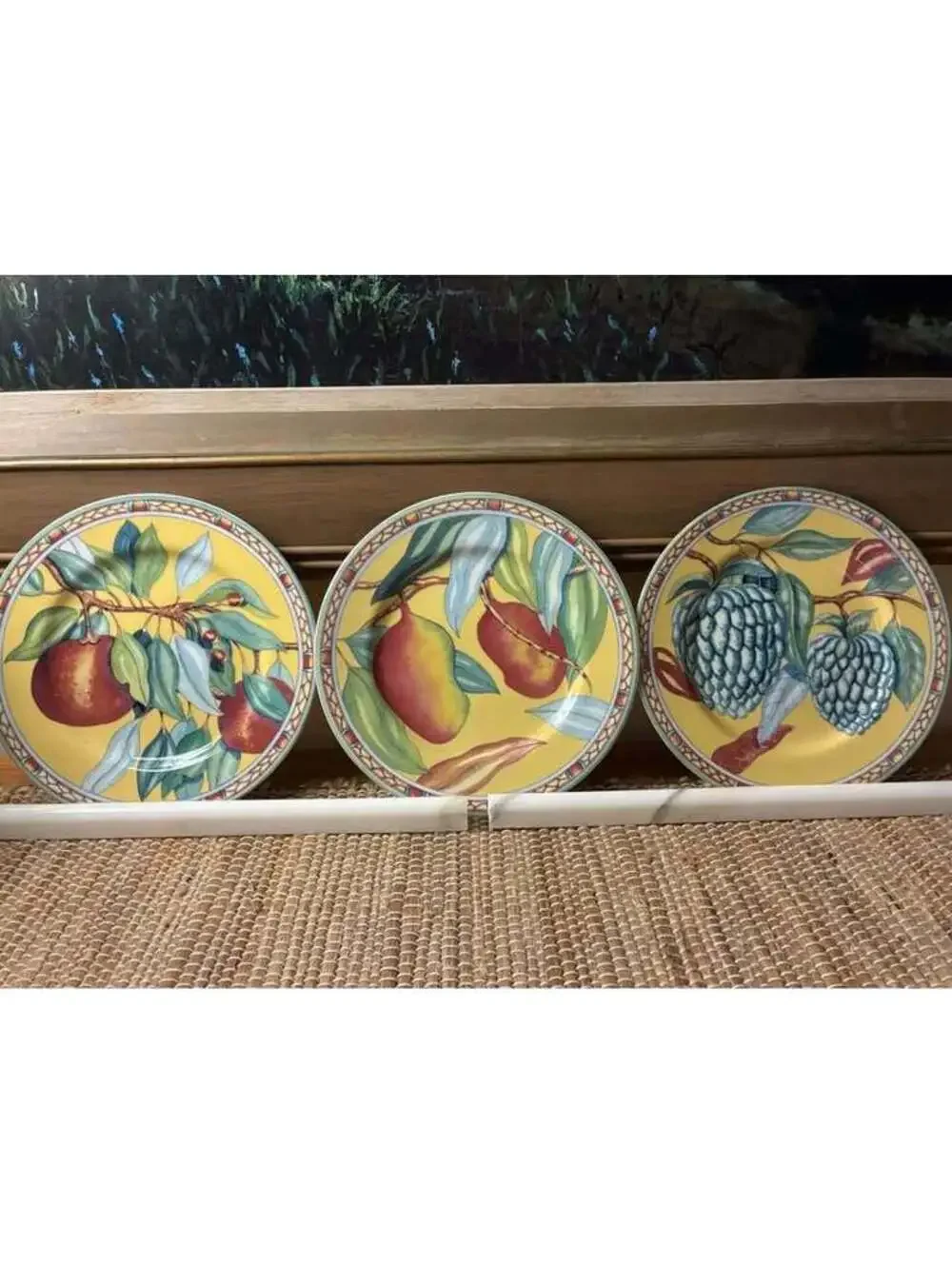 Tropical fruit motif plates Tradewinds series set of 3